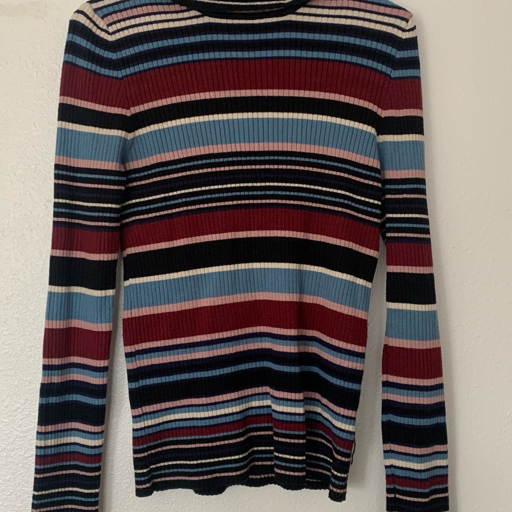 Striped Long Sleeve Ribbed Top